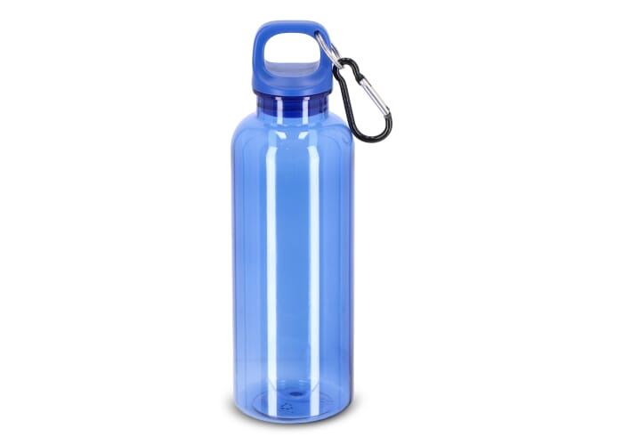 Bouteille publicitaire R-PET 500 ml à mousqueton Noa Transparent / Bleu